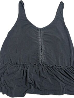 American Eagle Outfitters Charcoal Hook-Front Ruffle Tank